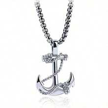 1pc Stainless Steel Vintage Anchor Pendant Necklace, Suitable For Everyday Wear