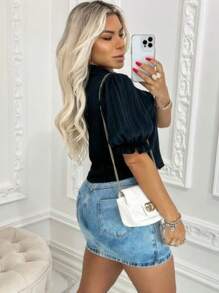 Short Sleeve Princess Shirt - 黑色 - 查看 2