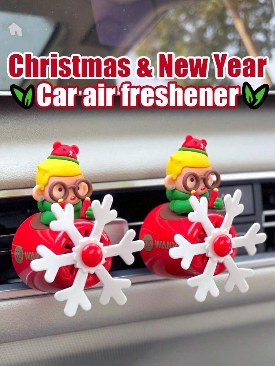Christmas New Year Pilot Car Air Fresheners Rotating Snowflake Plane