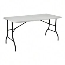 1.8" Plastic And Steel Folding Table Portfolio Type - White - View 1