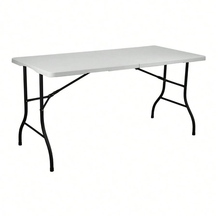 1.8" Plastic And Steel Folding Table Portfolio Type - White - View 1