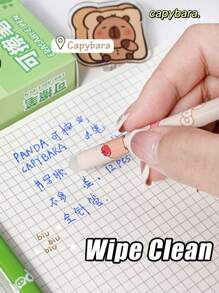 3 支/6 支/12 支卡通热敏可擦中性笔（1 盒 12 支），随机图案，蓝色墨水，办公和学习，礼盒笔，顺滑快干笔尖，绘图，教师教室，学校用品，派对礼物，返校 - 彩色 - 查看 6