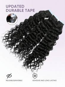 20pcs Tape In Hair Extensions Human Hair Water Wave Nature Black Color 1b 12-22 Inch Seamless Double Sided Tape Ins Hair Extension Invisible Tape In Hair Extensions - S1B - View 3