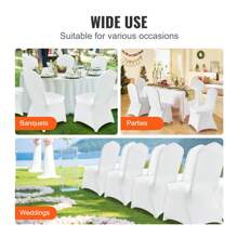 50Pcs White Stretch Spandex Folding Chair Covers, Universal Fitted Chair Cover, Removable Washable Protective Slipcovers, For Wedding, Holiday, Banquet, Party, Celebration, Dining, Christmas Decor - 白色 - 查看 6