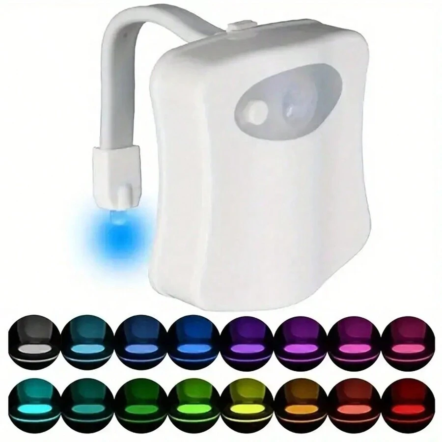 1 件装运动激活 LED 卫生间夜灯，变色浴室灯，带嵌入式按钮控制