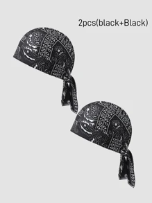 男女通用佩斯利图案弹性海盗头巾帽，适合日常使用