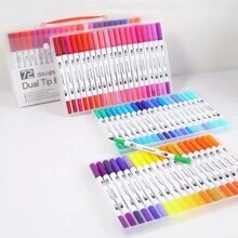 12/24/36/48/60/80/100/120 PCS Dual Markers Brush Pen Fine Double Tip Point Art Marker For Adult Coloring Hand Lettering Writing Planner Journal Note Calligraphy Drawing Art Craft School Supplied,Back To School