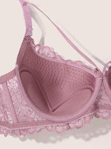 Hellviolettes gepolstertes Spitzen-Push-up-Büstenhalter-Unterbrustmieder mit herausnehmbaren Polstern für Damen, sexy und stützend