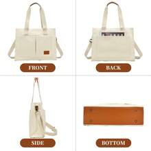 Barsine 女士笔记本电脑包，带口袋，15.6 英寸大号帆布手提包，工作旅行基本款，笔记本电脑/保护套/手提包/平板电脑单肩包，手提包，Ipad 包，背包，适合女士/男士/女孩/男孩/女性/男性学生，适合 Mac Book Air/Pro11/13/14/46 英寸，时尚防水/防震轻便书包，适用于办公室旅行商务护士大学/学院必备圣诞节/父亲/母亲/教师礼物，小学/初中/高中，工作通勤外出，带电脑隔层，大容量，便携，简约，多功能，带拉链笔记本电脑配件套 - 白色 - 查看 2