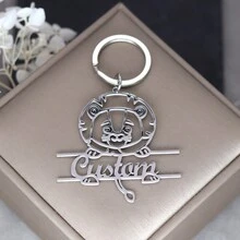 1 件定制姓名标签锚钥匙扣个性化字母不锈钢钥匙链环防丢失标签情人节母亲节父亲节生日礼物，个性化字母姓名标签钥匙链环防丢失动物标签包背包吊饰，不锈钢带动物吊饰，可定制背包钥匙圈 ID 标签，防丢失标签，适合任何场合的理想礼物 - 銀色 - 查看 7