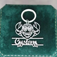 1 件可爱龙虾钥匙扣定制雕刻不锈钢钥匙扣个性化名字英文字母钥匙圈适用于汽车钥匙，个性化字母可爱卡通动物大象，定制字母钥匙链，时尚吊坠男女皆宜