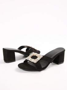 Nuevas sandalias de tacón alto con adornos de cristal y hebilla multiusos para mujeres, decoración de strass para el Día de San Valentín