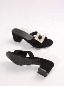 Nuevas sandalias de tacón alto con adornos de cristal y hebilla multiusos para mujeres, decoración de strass para el Día de San Valentín