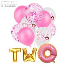 12 件 One Twe Ohbaby Donut 一周大铝箔乳胶亮片气球套装 适用于儿童生日派对全套生日庆祝活动 - 彩色 - 查看 9