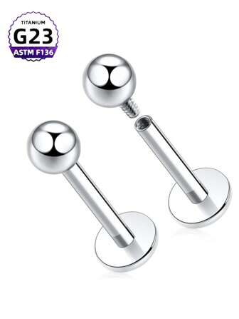 CatDObo 2pcs Titanium Internal Threaded Piercing Stud Rings For Lips/Tragus/Helix, Women's Body Piercing Jewelry