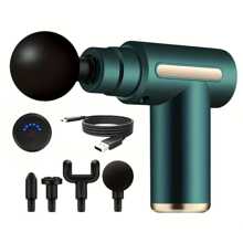 Pistola per massaggio LCD 720 da 1200 mAh ricaricabile tramite USB, fasciaguno potenziato per il rilassamento muscolare con 4 teste per il massaggio e 6 impostazioni di velocità, controllo touch, adatto per massaggi da ufficio per sedentari, atleti e bodybuilder per il rilassamento post-allenamento