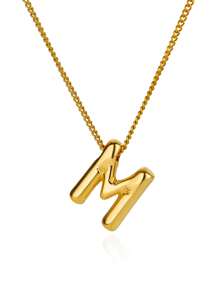 1 件女士粗款首字母项链金色不锈钢 A-Z 字母项链婚礼圣诞派对珠宝礼物 - 金黃色 - 查看 16