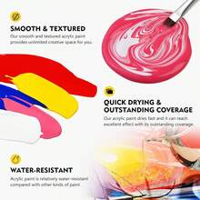 Large Bulk Acrylic Paint Set -  Bottles - Lightfast - Heavy Body - Rich Pigments - Artist Quality Painting Supplies - Professional Grade Paints,Primary Colors  ( 500 Ml,16.9 Fl Oz )  Rich Pigments Washable, Rich Pigments, Water Proof, Premium Acrylic Paints For Artists, Hobbyists,Beginners On Canvas Rocks Wood Ceramic Fabric, Can Be Used For Sketchbook, Coloring Books, License Plates, Paint By Numbers, Watercolor Paper, Anime Posters, Valentines Day Gifts/Valentines - Ultramarine - View 3