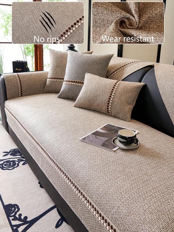 1 pieza Funda de cojín de sofá resistente a la suciedad, antideslizante y de estilo minimalista moderno, lavable, cálida, resistente a los colores y que no se desprende, apta para dormitorio, oficina, sala de estar y decoración del hogar, segura para mascotas.
