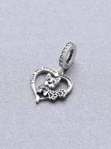 HuooNew 1 pièce Pendentif en argent sterling 925 exquis avec zircone cubique pour chien, convient pour bracelet DIY, cadeau commémoratif pour animal de compagnie unisexe
