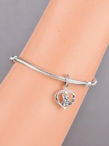 HuooNew 1 pièce Pendentif en argent sterling 925 exquis avec zircone cubique pour chien, convient pour bracelet DIY, cadeau commémoratif pour animal de compagnie unisexe