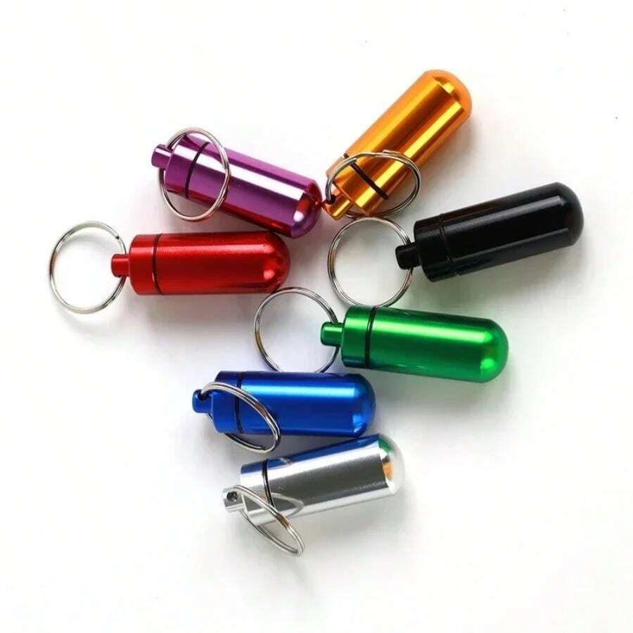 1 Bộ/4 lọ thuốc ngoài trời Móc chìa khóa nhôm treo lọ thuốc nhỏ chống thấm nước lọ thuốc sơ cứu lọ kín