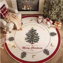 1 pieza Alfombra redonda, decoración de estilo atmosférico, alfombra de piso para sala de estar y dormitorio, alfombra con diseño de árbol, alfombra de tela antideslizante y de fácil cuidado, Noche de Campanas Navideñas, mejor regalo de decoración de habitación, decoraciones navideñas de cumpleaños, decoraciones navideñas de invierno, regalos navideños para el hogar, decoración navideña - Multicolor - Ver 11