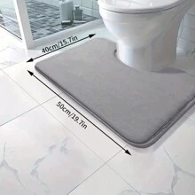 1pc Premium Plush Bathroom Mat (U-Shaped), Solid Color, Soft, Absorbent, Machine Washable, Non-Slip, Fade Resistant, Suitable For Bathroom, Kitchen, Laundry Room, Bedroom, Shower Room Decor Bathroom Accessories Back To School