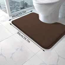 1pc Premium Plush Bathroom Mat (U-Shaped), Solid Color, Soft, Absorbent, Machine Washable, Non-Slip, Fade Resistant, Suitable For Bathroom, Kitchen, Laundry Room, Bedroom, Shower Room Decor Bathroom Accessories Back To School