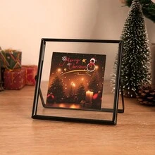 1 khung ảnh quà tặng Giáng sinh, khung ảnh kim loại màu vàng, đồ trang trí tiệc Giáng sinh, phong cách tối giản hiện đại, khung đen trang trí, cho phòng khách và phòng ngủ tại nhà - Giáng Sinh-Đen - Xem 5