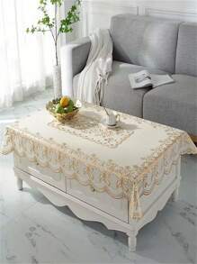 奢华欧式咖啡桌布 - 防水、防油、防污、矩形、古铜色饰面 - 非常适合野餐、派对、家居装饰、易于护理、室内/室外使用