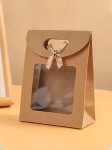 5 个带蝴蝶结手柄的翻盖窗口纸质礼品袋,各种尺寸,翻盖蝴蝶结窗口透明包装袋库存批发手提袋礼品包装纸袋大礼品袋随附礼品袋。 - 彩色 - 查看 7