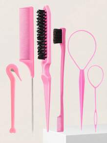 6 件套发圈工具套装，含 2 件法国辫子工具圈、皮革护套刀、梳理发刷鼠尾梳边缘刷，用于边缘和背部刷洗、梳理、顺滑头发，适合女性发型设计、发刷、梳子、美发工具、理发沙龙美容旅行必需品的美发产品和配件、返校、旅行度假必需品、女士发饰、刷子、发刷、边缘刷、刷头发、发梳、梳头发、顺滑刷、球刷、迷你发刷、发刷套装、木梳、梳子、光滑后刷、发刷、边缘刷、刷头发、发梳、发刷套装、梳头发、迷你发刷、顺滑刷、美发产品、美发工具、美发用品、护发、卷发刷、理发师、理发配件、美发设备、旅行必需品、旅行必需品、发型、美发