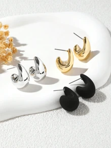 Set de 12 pares de pendientes minimalistas de moda con formas redondas y de lágrima en varios colores, adecuados para uso diario de mujeres o como regalo para días festivos