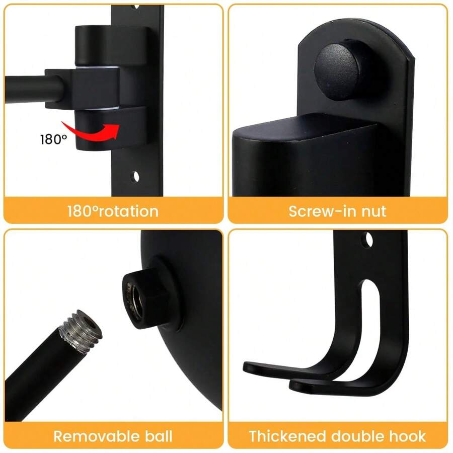 Motorcycle Helmet Rack Wall Mount 180 Degree Rotation Metal Bike Helmet