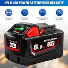 Paquete de 6 baterías de 18 V y 8,0 Ah para reemplazar todas las herramientas eléctricas inalámbricas Milwaukee M18 de 8000 mAh, batería de iones de litio compatible con las herramientas y el cargador de batería Milwaukee M18 48-11-1850 48-11-1852 48-11-1850R 48-11-1840 48-11-1828 48-11-1820 M18 M18B