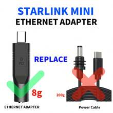 Starlink Mini 配件 Starlink 以太网适配器、Starlink Mini 电缆、Starlink Mini Usb C、Starlink Mini 电源线至 USB-C - 黑色 - 查看 3