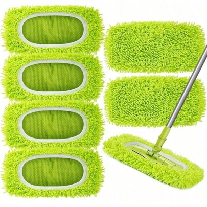 2/4/6/8 Peças Refis de Pads de Mop Verde Reutilizáveis, Compatíveis Com Mops Úmidos e Secos de Microfibra Laváveis, Perfeitos Para Limpeza de Superfícies e Pisos de Madeira Dura (Mop NÃO Incluído)