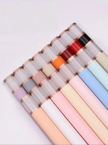 20 tờ/gói Giấy bóng bay Hàn Quốc Milan Paper Space có viền lá vàng, Vật liệu gói hoa giấy mờ chống thấm nước - Màu Khaki - Xem 9