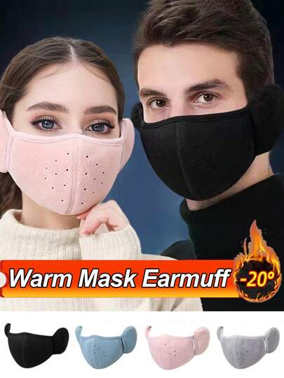 2in1 Winter Warm Face Mask Earmuffs Men Unisex Coldproof Face Covering Outdoor Cycling Hiking Ski Ear Warmer Mask