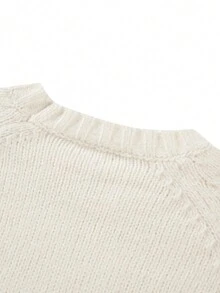 女士休闲街头风格宽松破洞毛衣、长袖上衣 - 杏色 - 查看 8