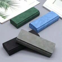復古時尚眼鏡盒 - PU皮革便攜式收納盒，內襯柔軟 - 男士、女士及學生的保護性眼鏡配件，時尚設計眼鏡盒收納架整理盒眼鏡保護盒眼鏡袋眼鏡收納袋，適用於旅行、度假、郵輪、夏季假期、出遊、大學宿舍、居家、學校、飯店旅行套裝旅行必需品 - 彩色 - 查看 1