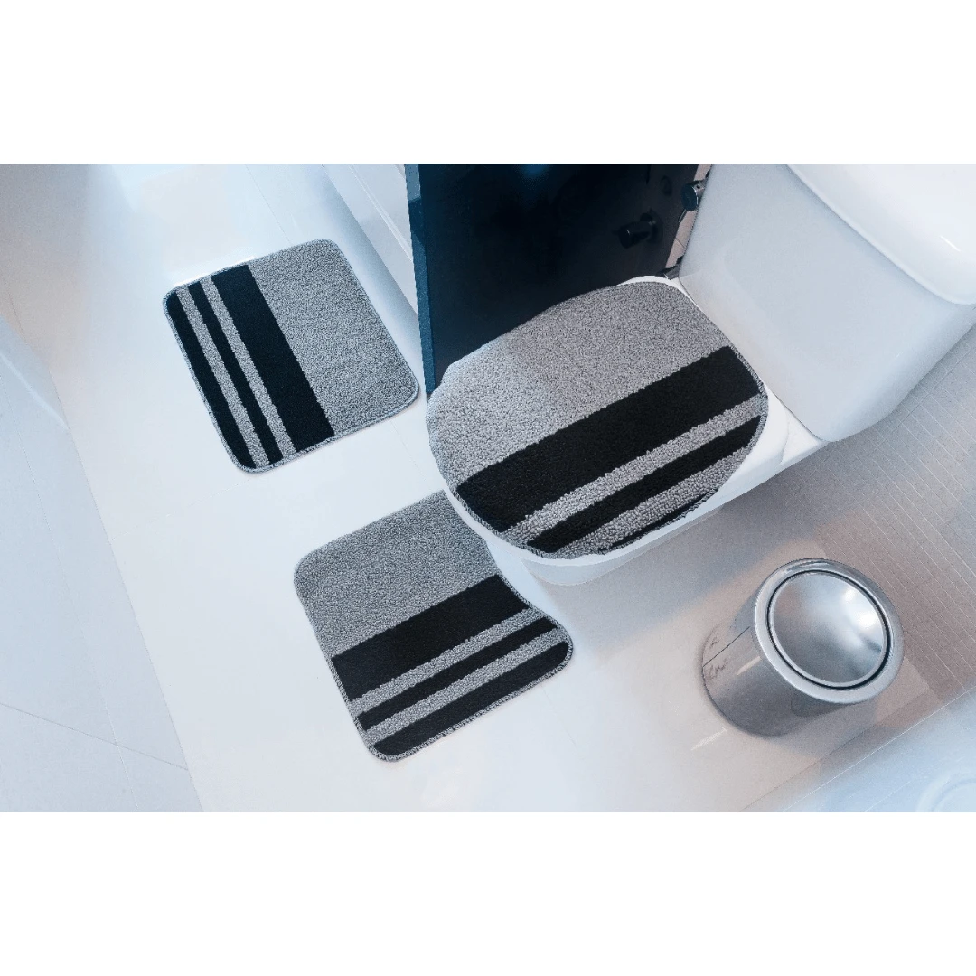 Popy Charme 3-Piece Gradient Non-Slip Bathroom Rug Set - Xám - Xem 1