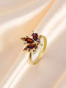 1 chiếc nhẫn lá phong Zircon sáng tạo thanh lịch, quà tặng trang sức cho phụ nữ, thích hợp cho ngày lễ tình nhân, sinh nhật, du lịch, trang phục hàng ngày - Nhiều màu - Xem 2