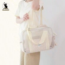 便携式宠物旅行背包户外手提包露头狗汽车斜挎包 - 白色 - 查看 4