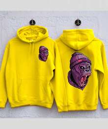 Men's Hoodie With "GORILLA FACE" Design - Yellow - View 3