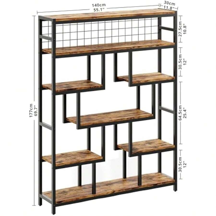 Bookshelf And Bookcase 6Tier 55 In Large Etagere Bookcase, Industrial