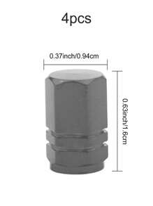 4pcs Gray Aluminum Alloy Tire Valve Cap Cover For Car Wheel