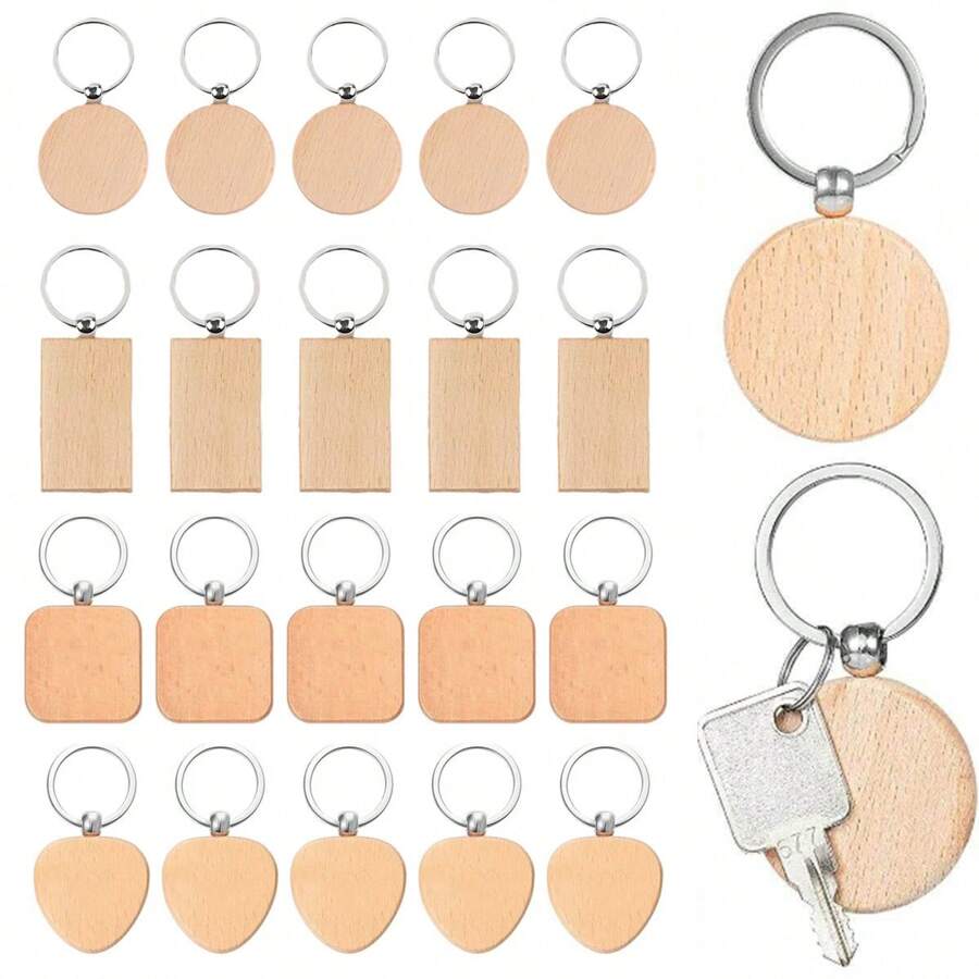 木质钥匙扣坯件，10 件空白木质钥匙扣，用于个性化 DIY 工艺品，圆形木质钥匙扣坯件，用于 DIY 钥匙扣，圣诞吊坠，壁挂，包袋装饰，宠物标签，休闲汽车配件，包袋饰物，学校字母背包，可爱哥特 Y2k 万圣节配件，教师节礼物创意，包袋配件，带身份证夹的挂绳，汽车配件，包袋饰物 - 杏色 - 查看 1