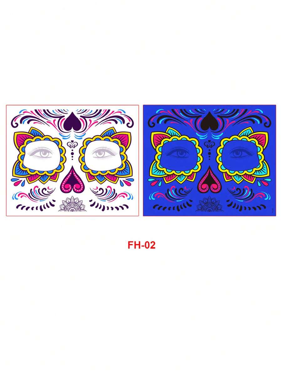 1 Pc Face Temporary Tattoo Sticker, Holiday Party Makeup Tattoo Sticker